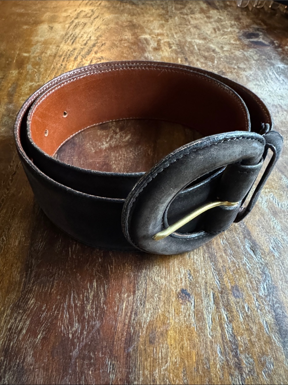 Vintage Coach Leather Covered Buckle Belt